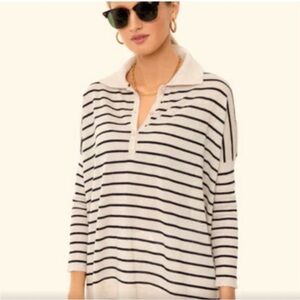 Tuckernuck Beige and Navy Striped Polo